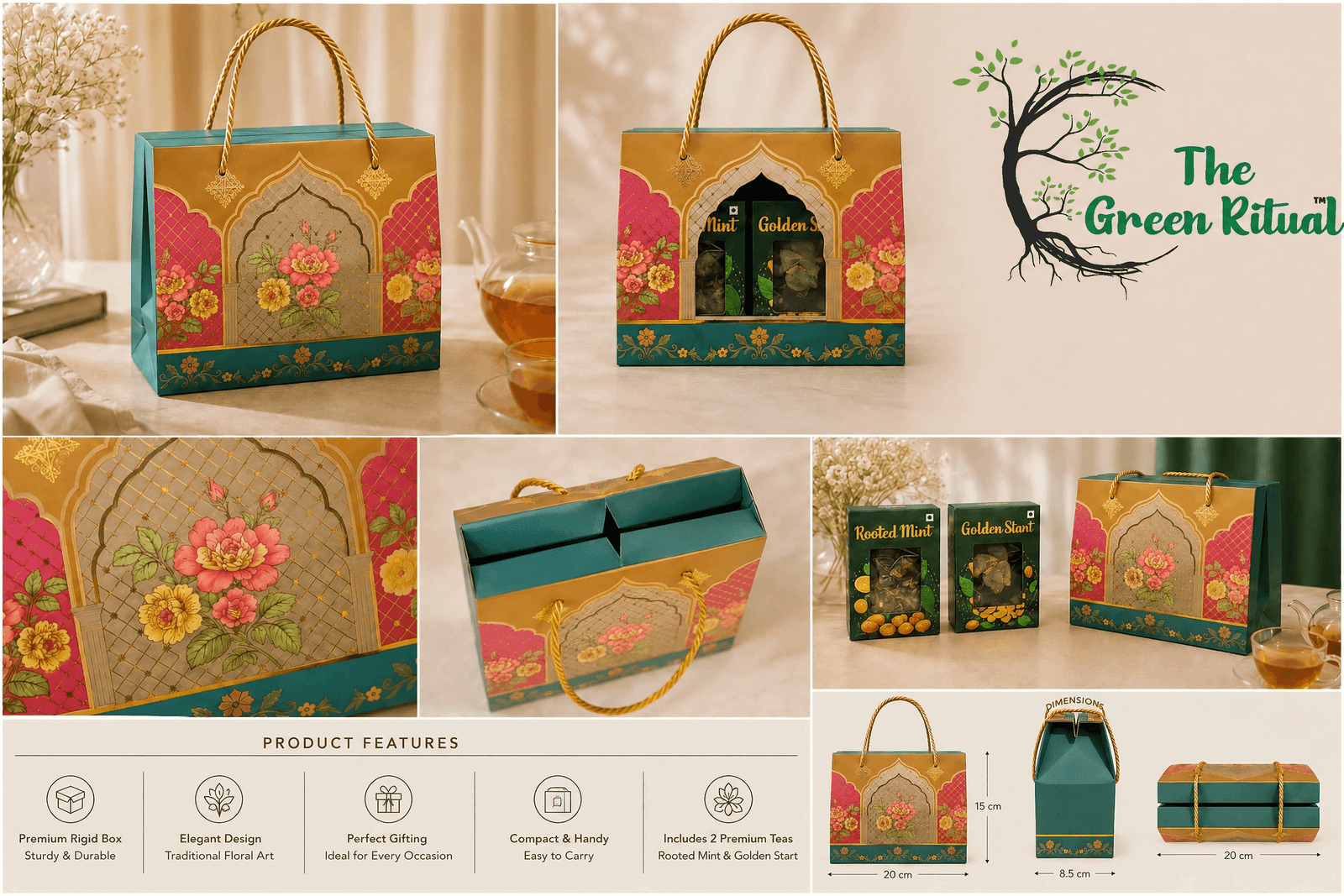 Carry Wellness Tote — Emerald & Gold gallery image 3